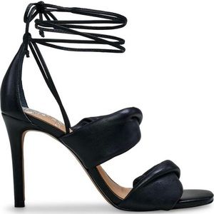 Vince Camuto black ankle tie stiletto heels. Worn once. Size 8.5